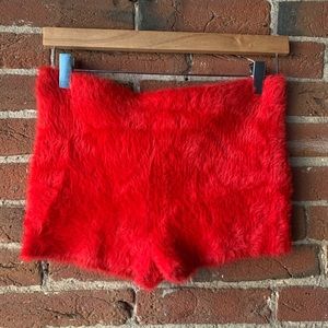 Victoria’s Secret Red Faux Fur Hot Pants- small